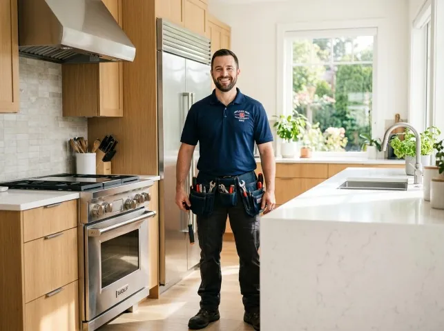 Appliance Repair Hero technician in a Bivins, TX kitchen after an appliance repair